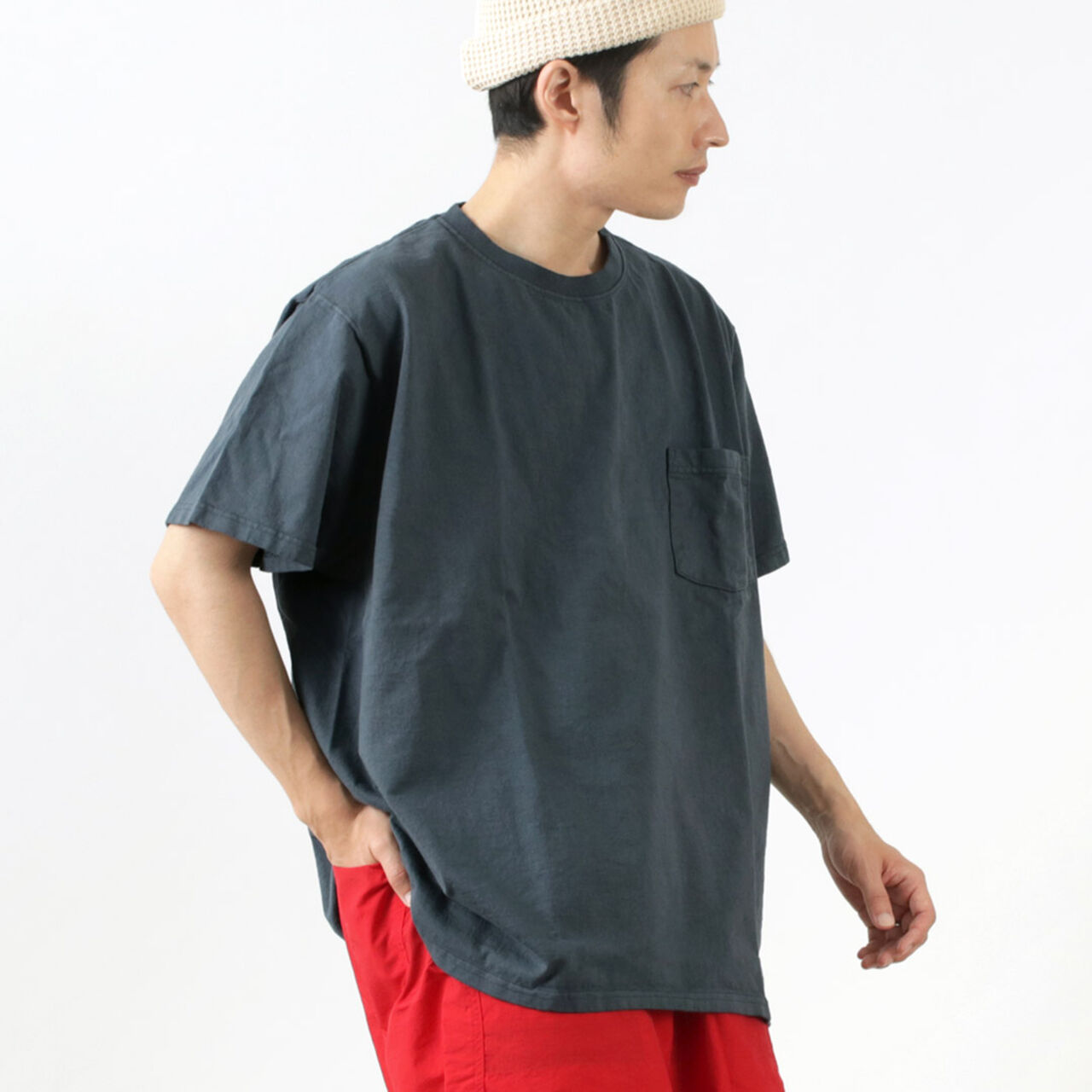 Short Sleeve Pocket Big T-Shirt,Charcoal, large image number 0