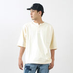 Special Order Half Sleeve Heavy Retro Henley Neck T-Shirt,White, swatch