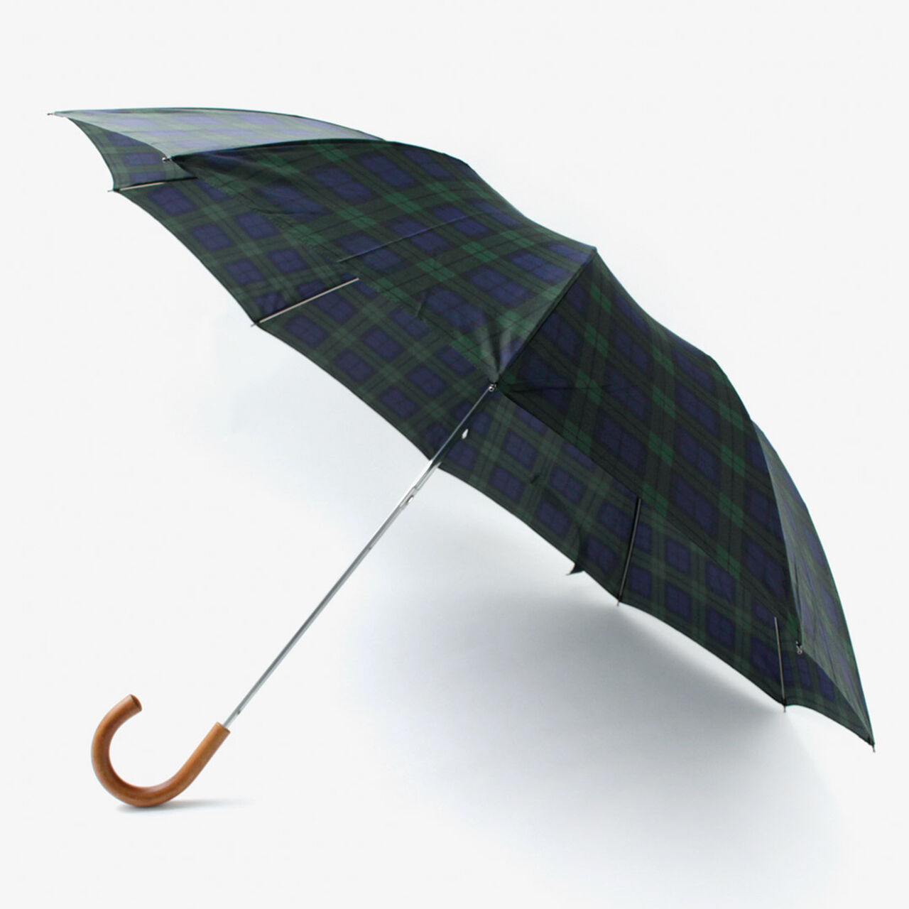 Malacca Handle Folding Umbrella for Rain,BlackWatch, large image number 0
