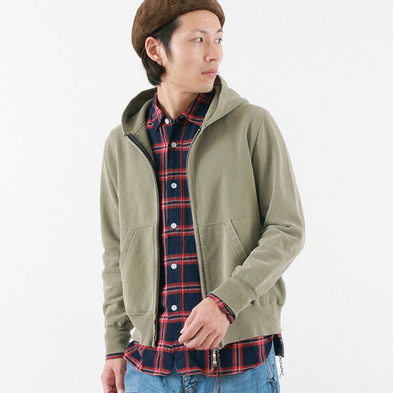 Special Remake Lined Zip Hoodie,Khaki, large image number 0
