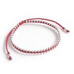 Silver Ball Beads Duo Bracelet,Red, swatch