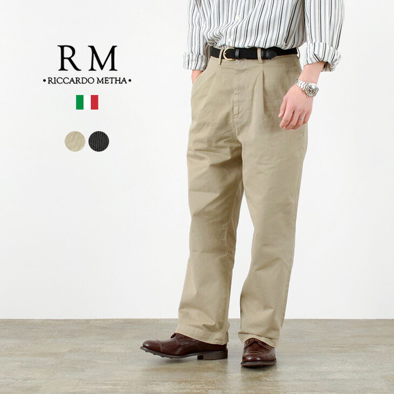 One Tuck Wide Trousers Dragon Twill,, large image number 0