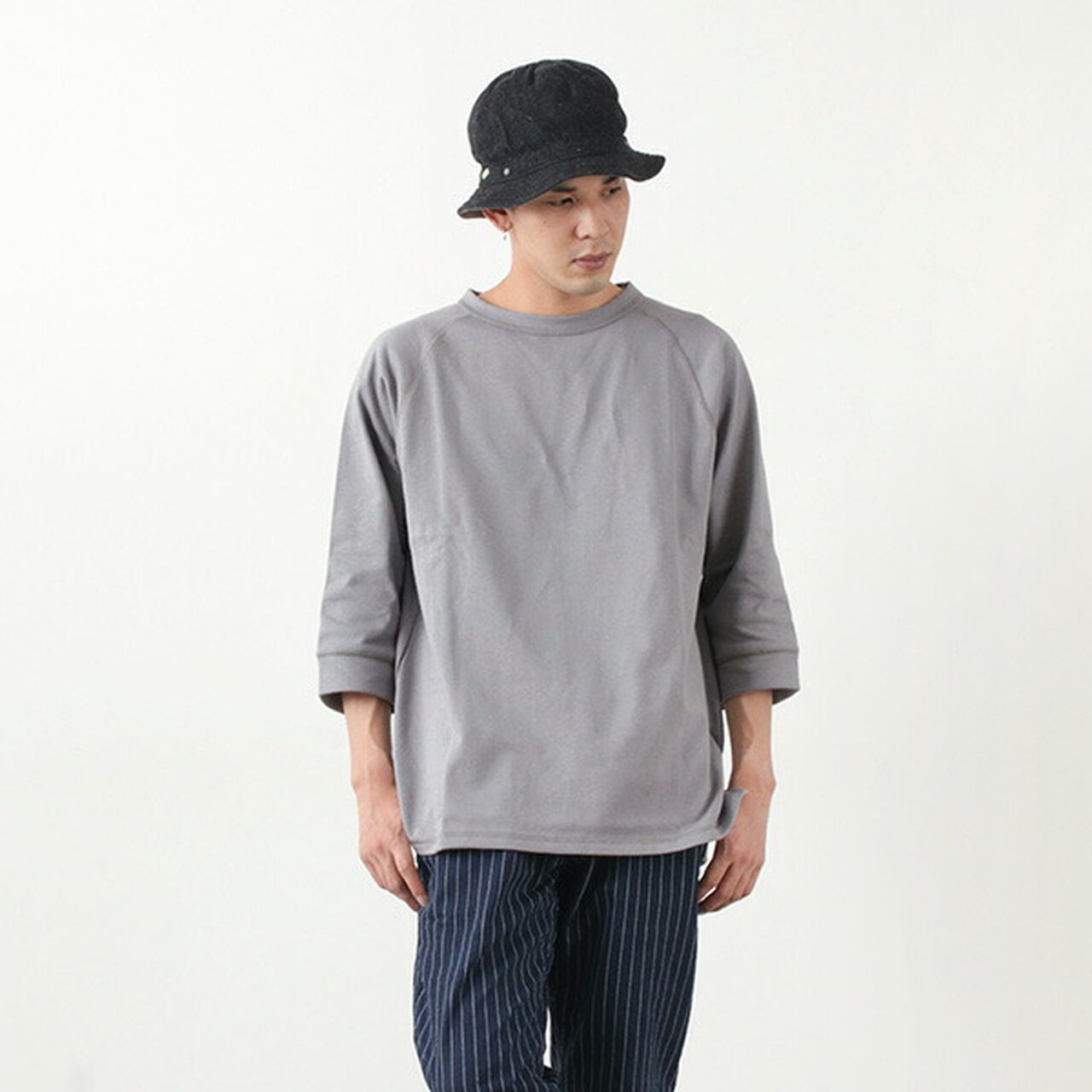 Hemmed Jersey Cotton Crew Neck Cut & Sew,Grey, large image number 0