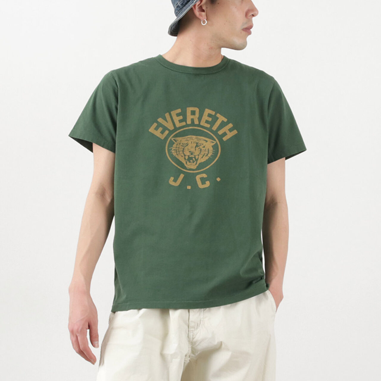 Long wash processing T-shirt (EVERETH J.C.),Green, large image number 0
