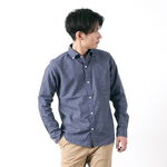 French Linen Long Sleeve Button Down Shirt,Navy, swatch
