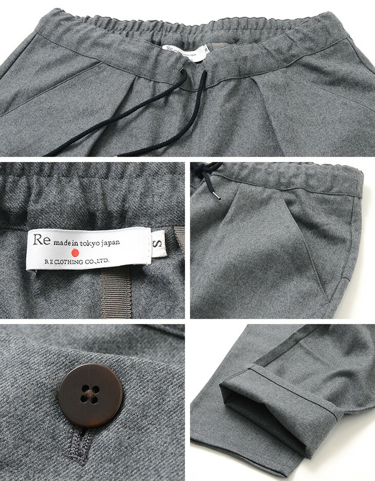 Wool flannel tucked ankle trousers,, large image number 8