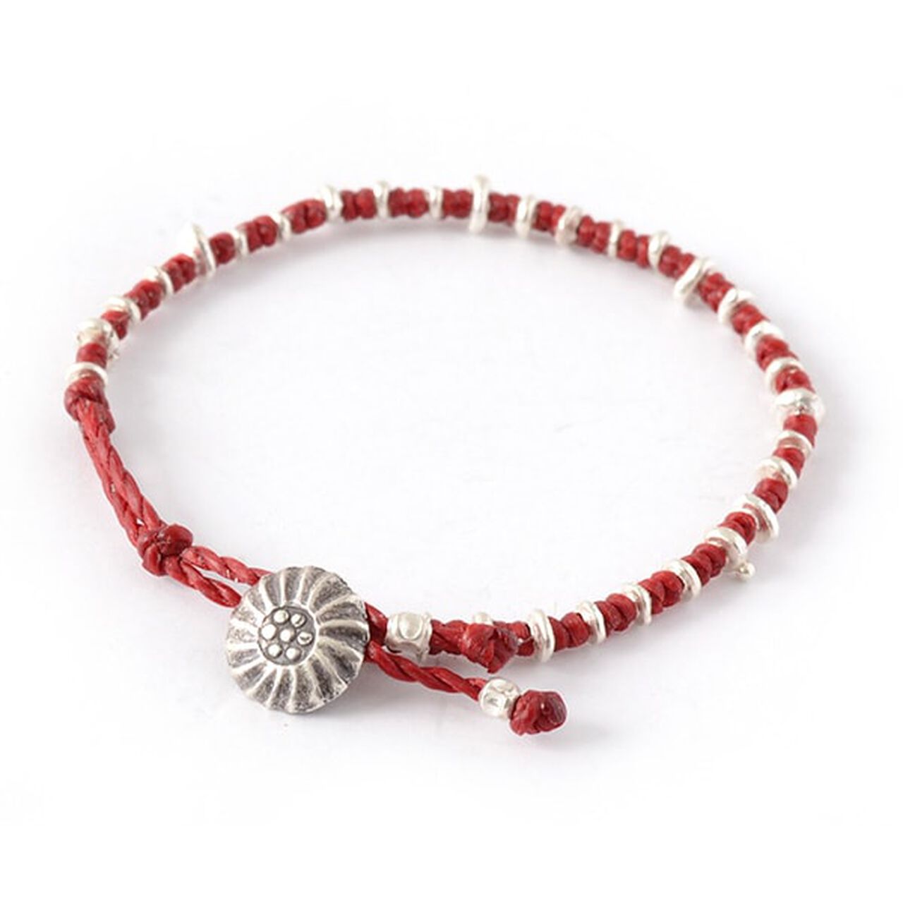 Pure drop silver waxed cord bracelet,Red, large image number 0