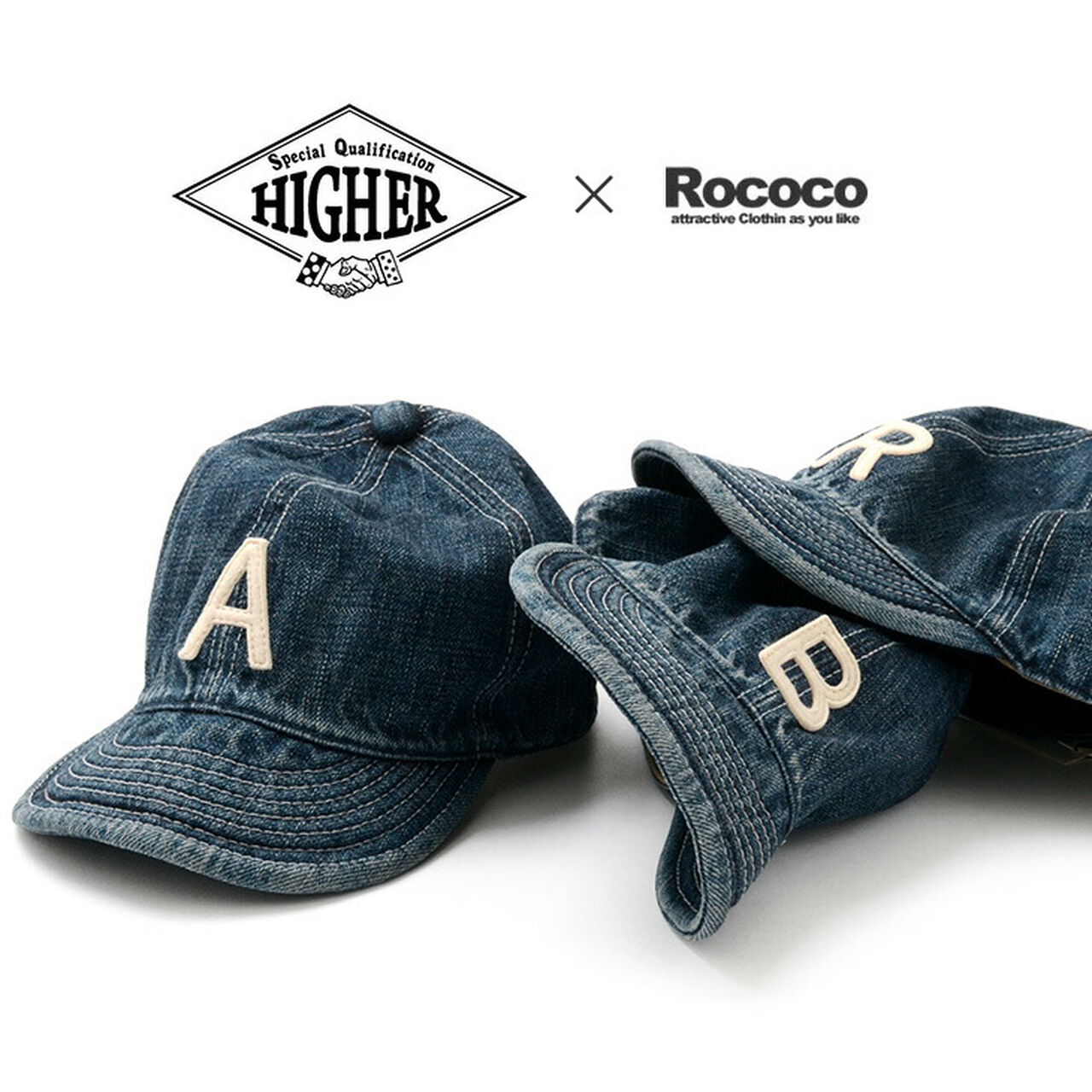 Special order selvage denim cap with initials badge,, large image number 0