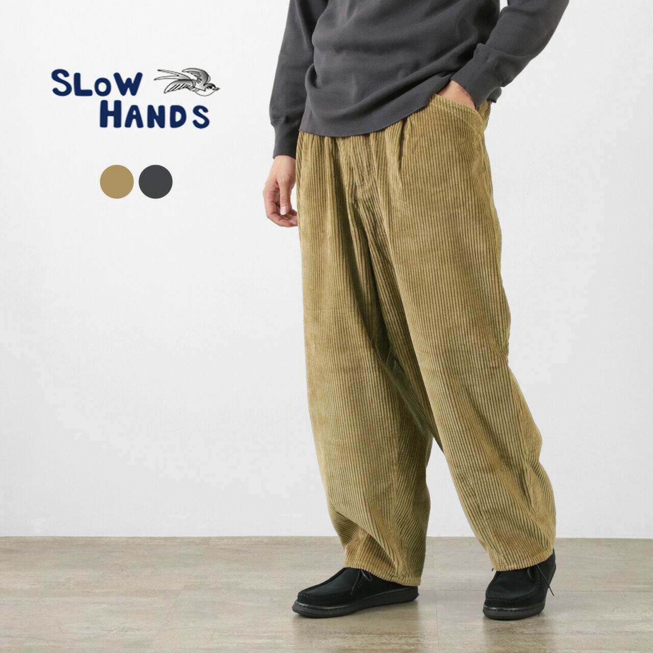 Wide Corduroy Poofy Tuck Pants,, large image number 1