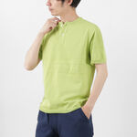 Cotton Fitted Seamless Henry Neck Knit Tee,Green, swatch