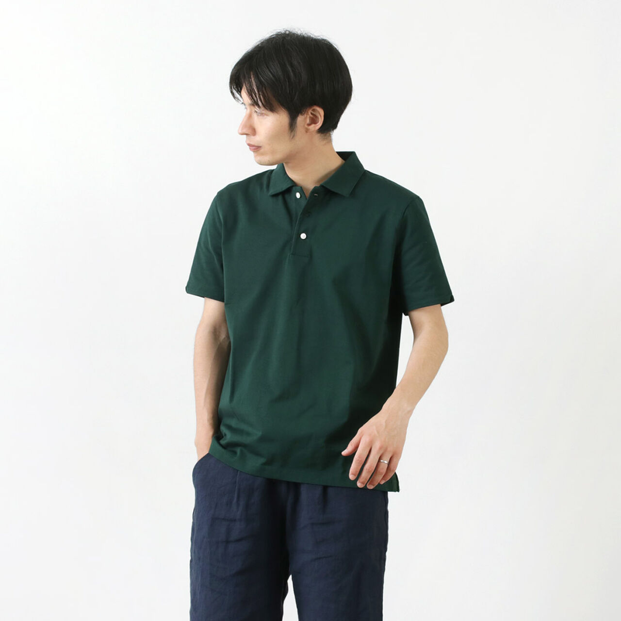 SUVIN GOLD COTTON KNIT SHIRT,Green, large image number 0