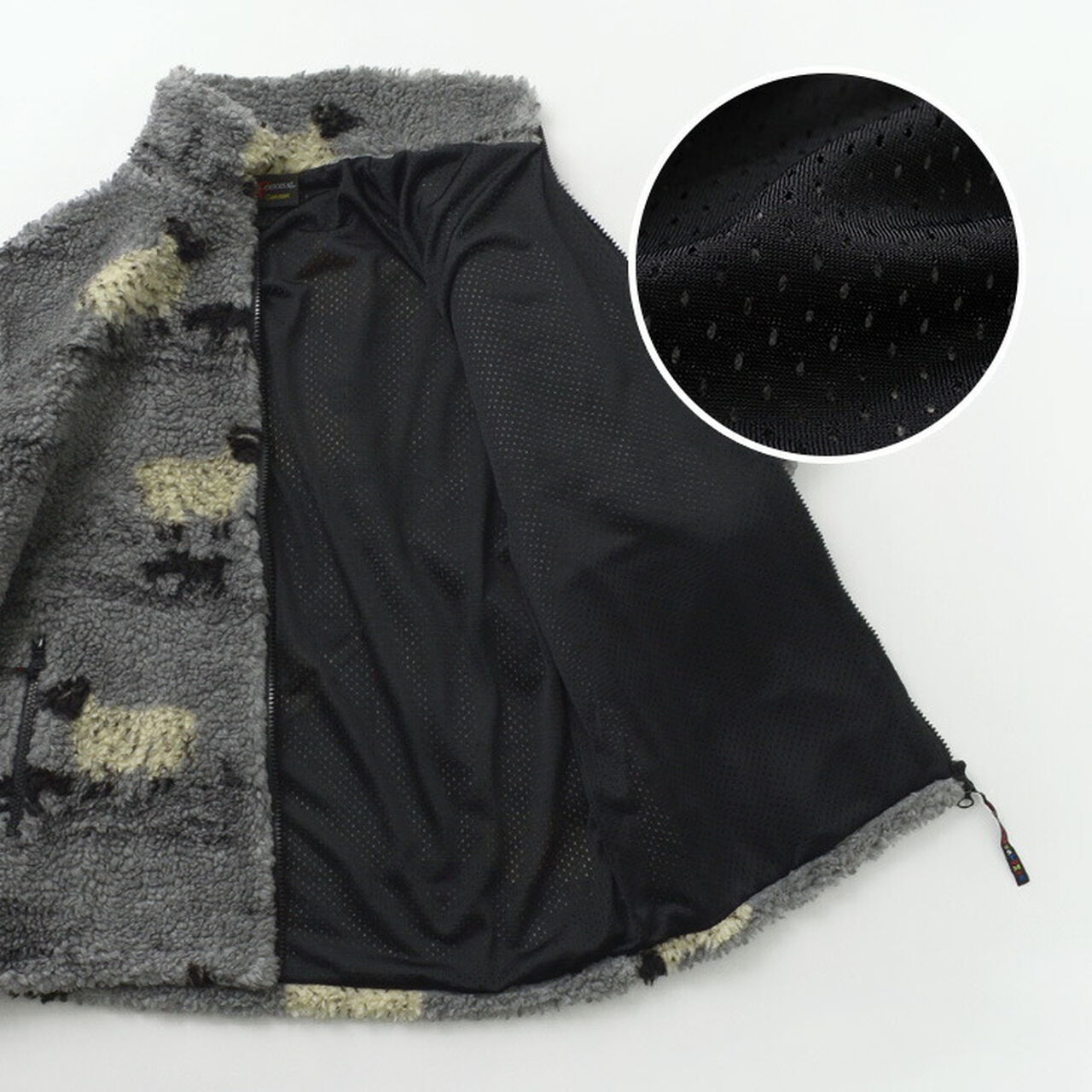 Jacquard Weave Boa Short Sleeve Fell Jacket,, large image number 10