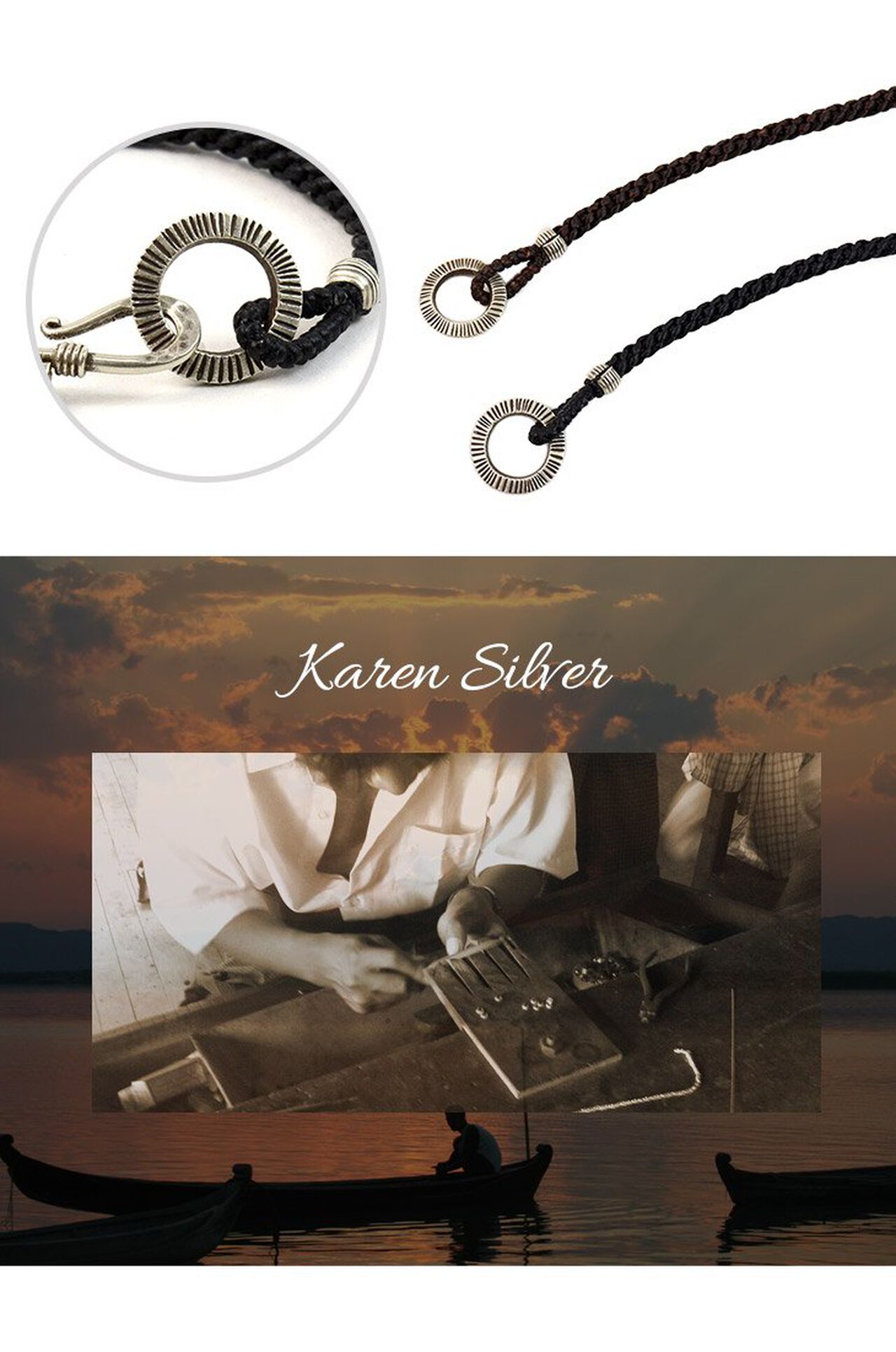 Silver Handmade Ring Braid Wax Cord Bracelet,, large image number 10