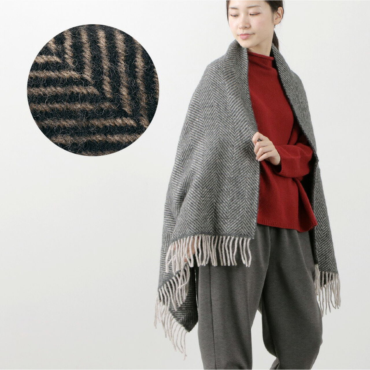 75x168 Fishbone Blanket Wool knee Rug,, large image number 10