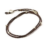 Wax Cord Silver Necklace,Brown, swatch