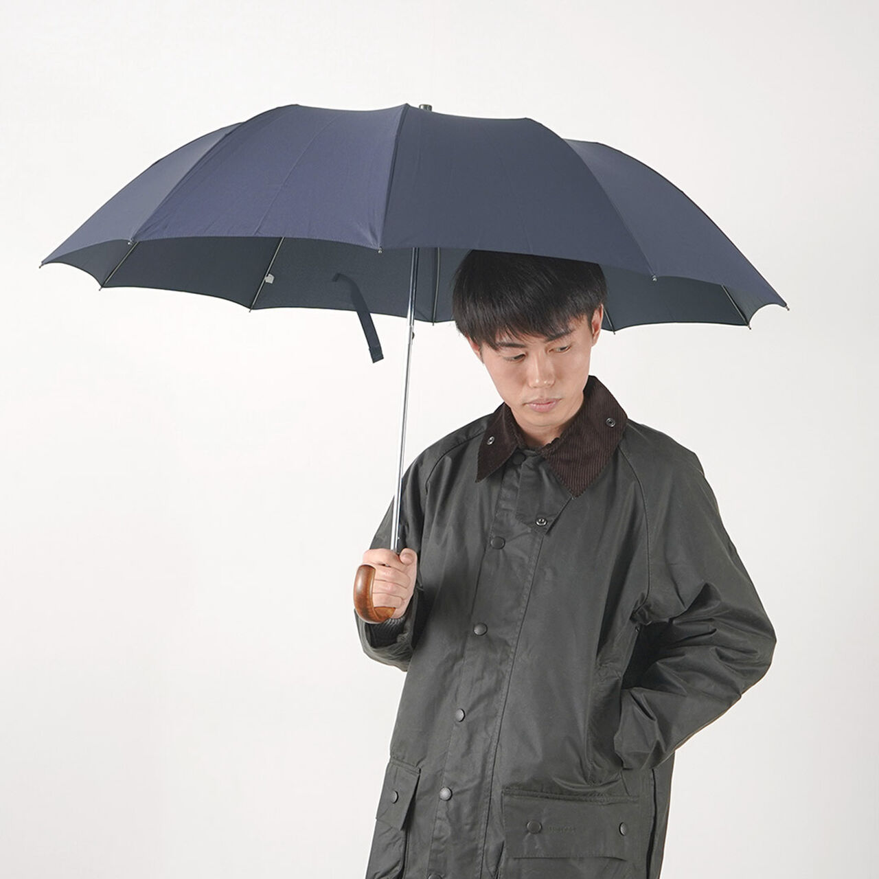 Maple Handle Folding Umbrella for Rain / Solid Color,, large image number 13