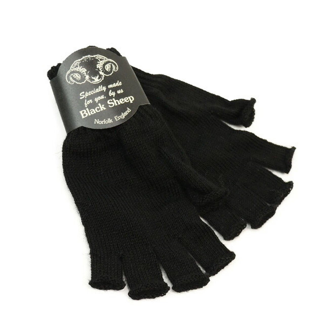 Fingerless knit gloves,JetBlack, large image number 0