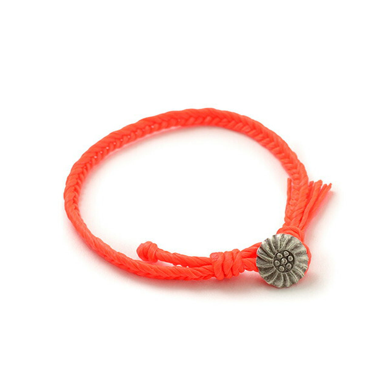 Wax Cord Concho Bracelet Fishbone Braid,Orange, large image number 0