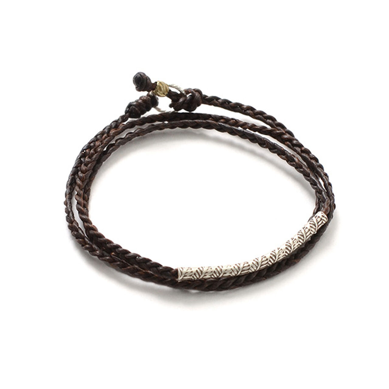 Wax Cord Karen Silver Tube Anklet / Bracelet / Necklace,Brown, large image number 0