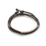 Wax Cord Karen Silver Tube Anklet / Bracelet / Necklace,Brown, swatch