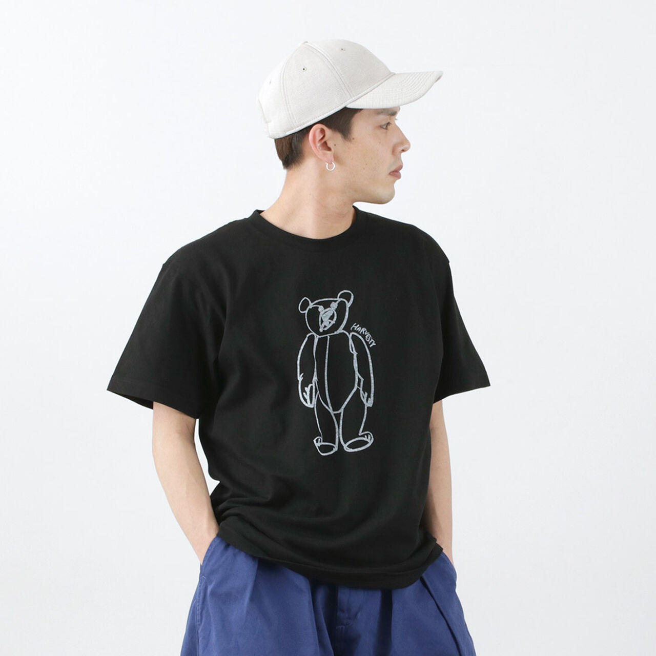 Bear Print T-shirt,Black, large image number 0
