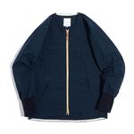Cotton Nylon Crew Cardigan Zip Jacket,Navy, swatch