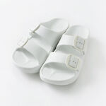 W-Buckle Recovery Sandals,White, swatch