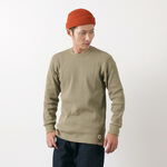 Anti-Bacterial Fabric Waffle Crew Neck Long Sleeve,Beige, swatch