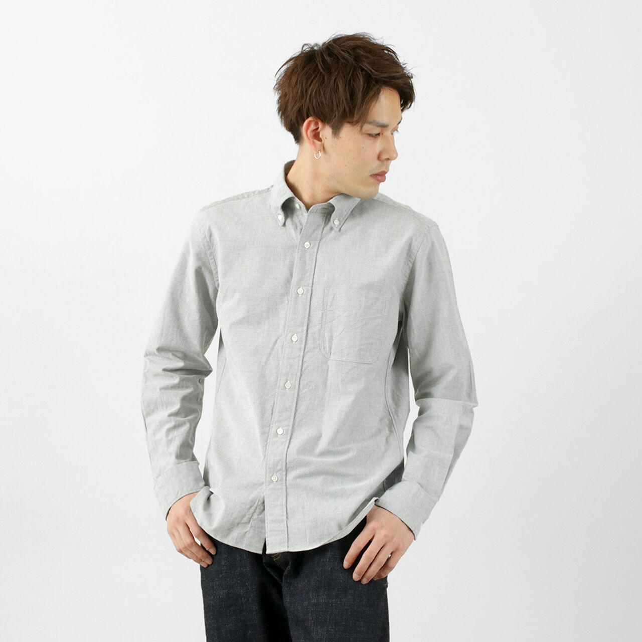 Oxford B.D shirt,Grey, large image number 0