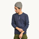 colour-specific long sleeve henley neck T-shirt,Navy, swatch