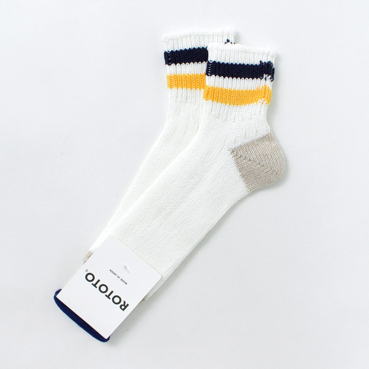O.S. Ribbed ankle socks,Navy_Yellow, large image number 0