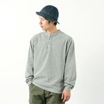 Henley neck long sleeve cut and sew,Grey, swatch