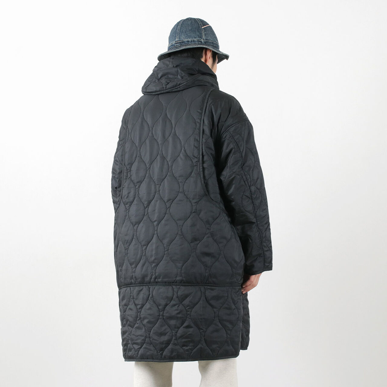 Nylon Rip Gourd Quilted Coat Hoodie,, large image number 11