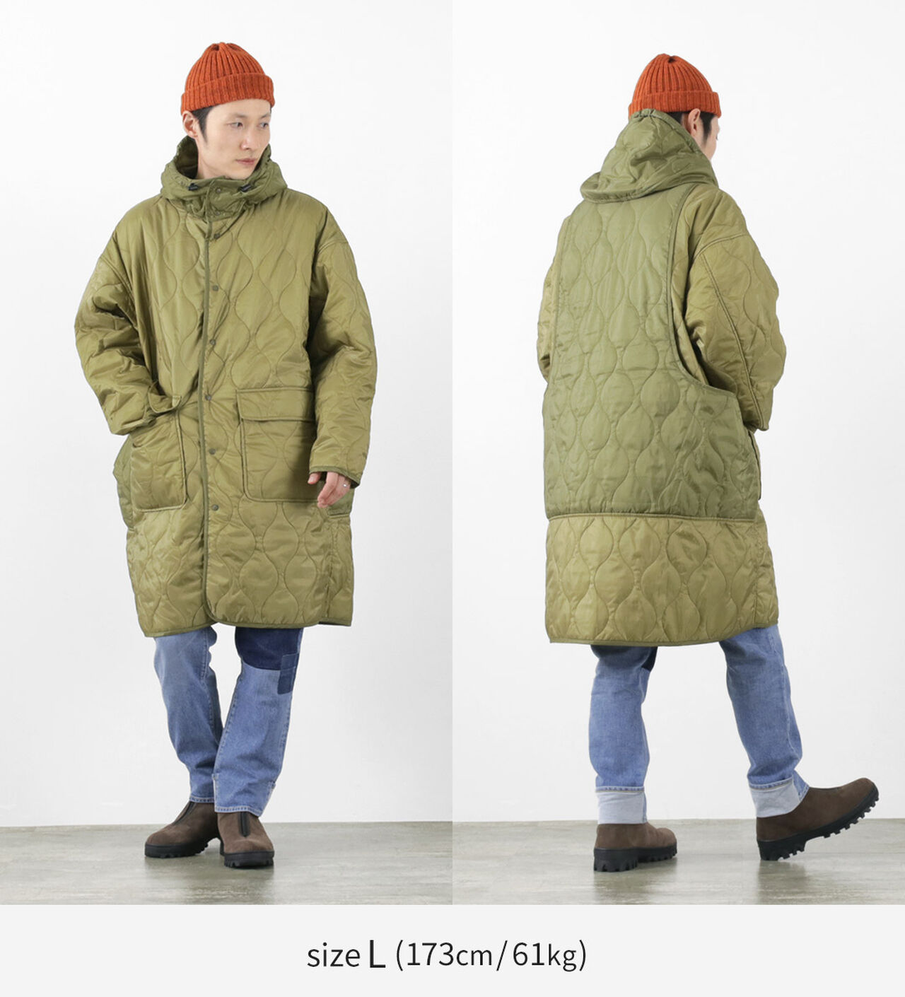 Nylon Rip Gourd Quilted Coat Hoodie,, large image number 4