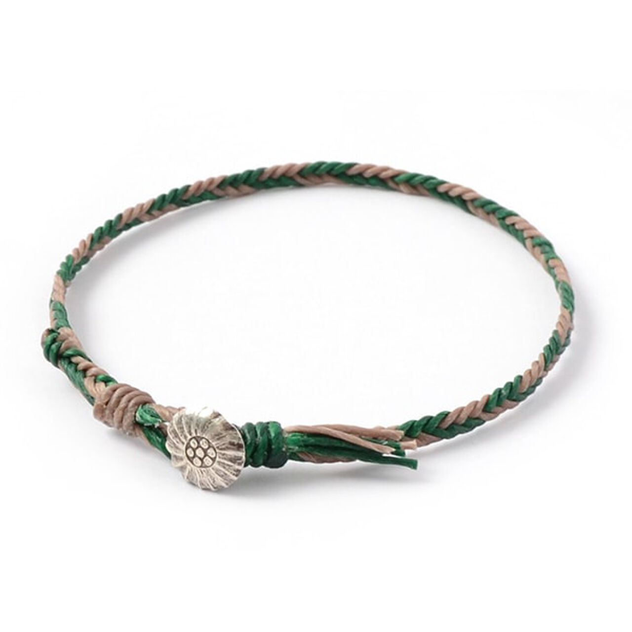 2-Tone Wax Cord Concho Anklet,DarkGreen_Smoke, large image number 0