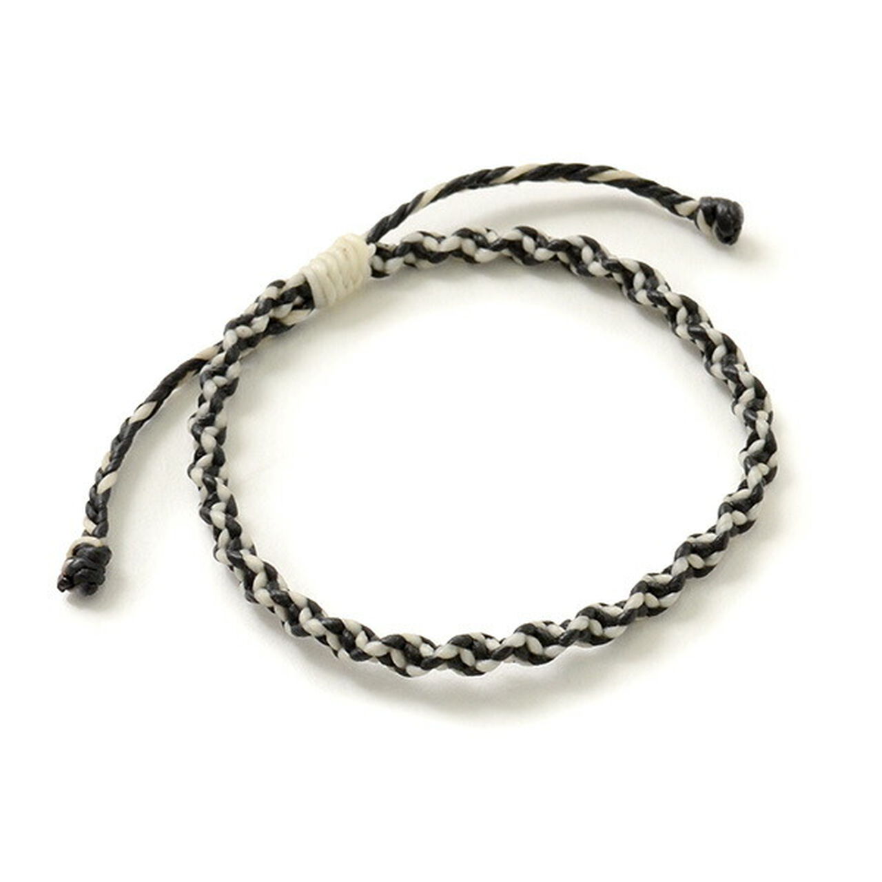 Anklet Wax Cord 2 Tone,Black_White, large image number 0