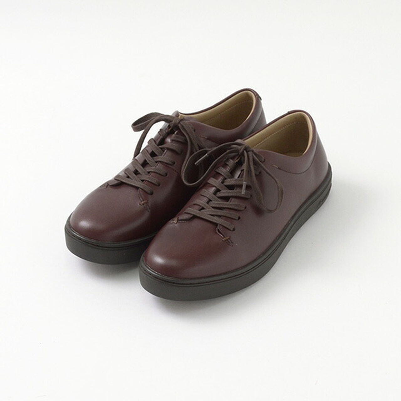 Leather Court Sneakers,Burgundy, large image number 0