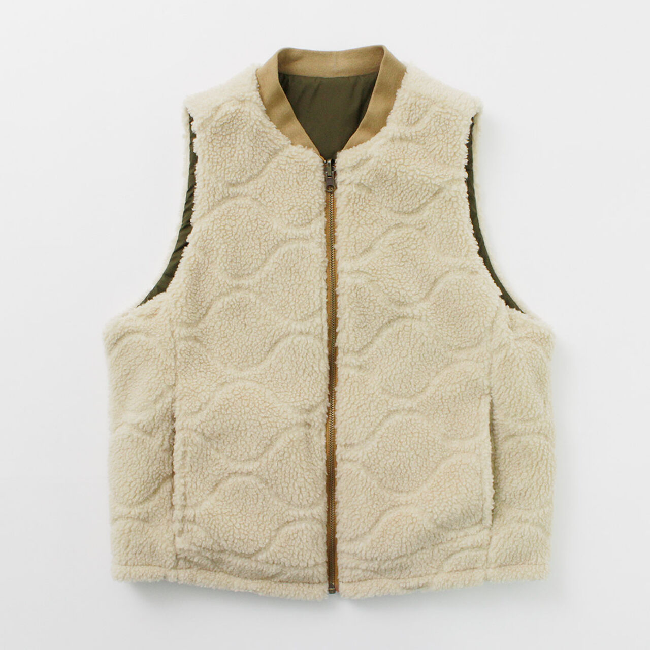 Quilted Sheepskin Boa MIL Vest,, large image number 3