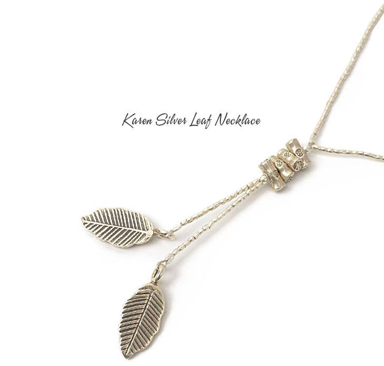 Karen Silver Leaf Bead Necklace,, large image number 2