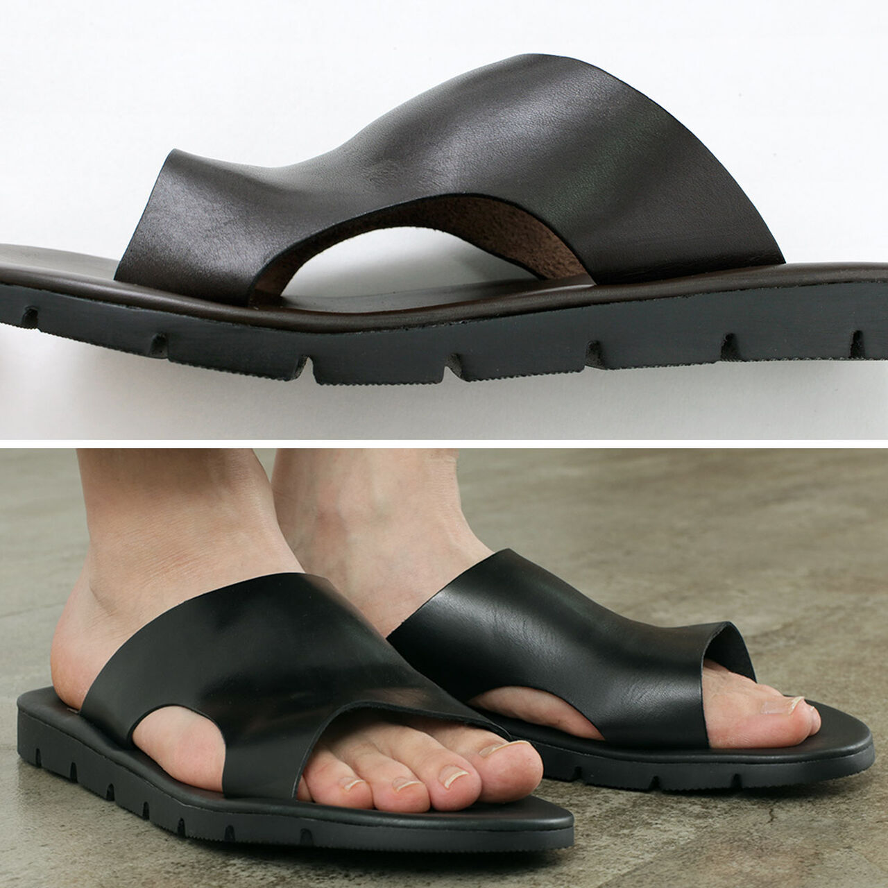 Leather slide sandal,, large image number 7