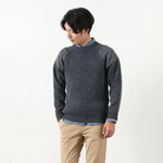 Lerwick Shetland Wool Crew Neck Sweater Shoulder Patch,Charcoal, swatch