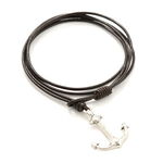 Anchor Leather Wrap Bracelet / Silver,Brown, swatch