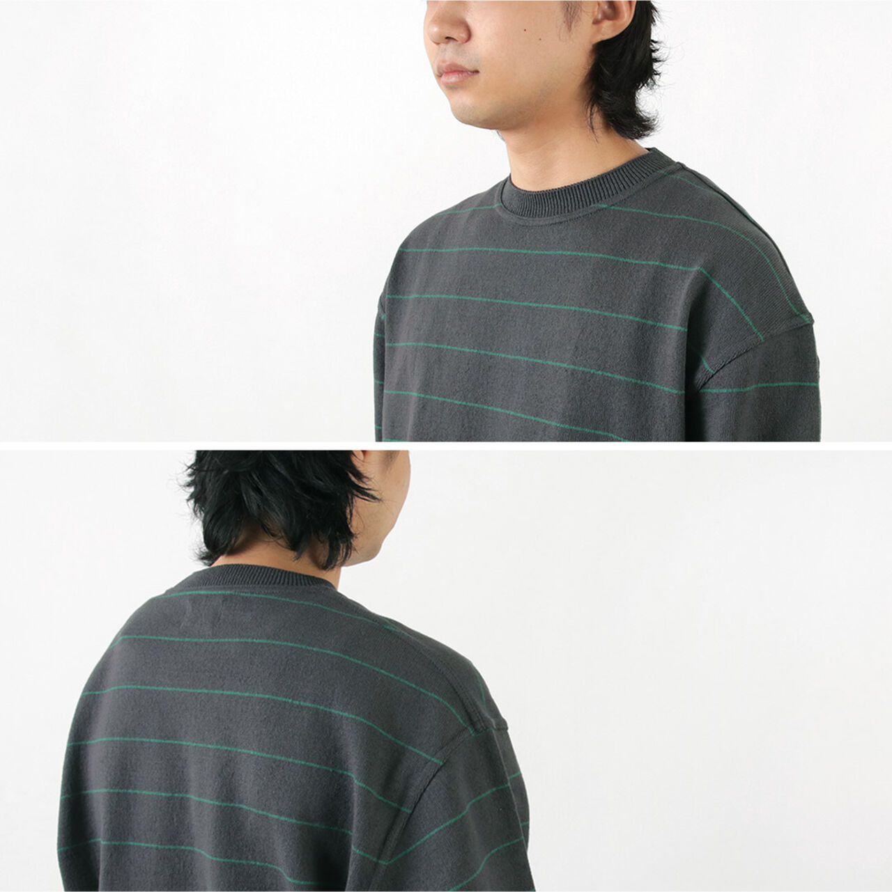 Wave Cotton Knit Pullover Striped,, large image number 9