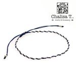 Twisted Chain Notting Cord Anklet,Navy, swatch
