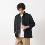 Cotton Linen Washer Calse Tailored Stand Collar Jacket,Navy, swatch