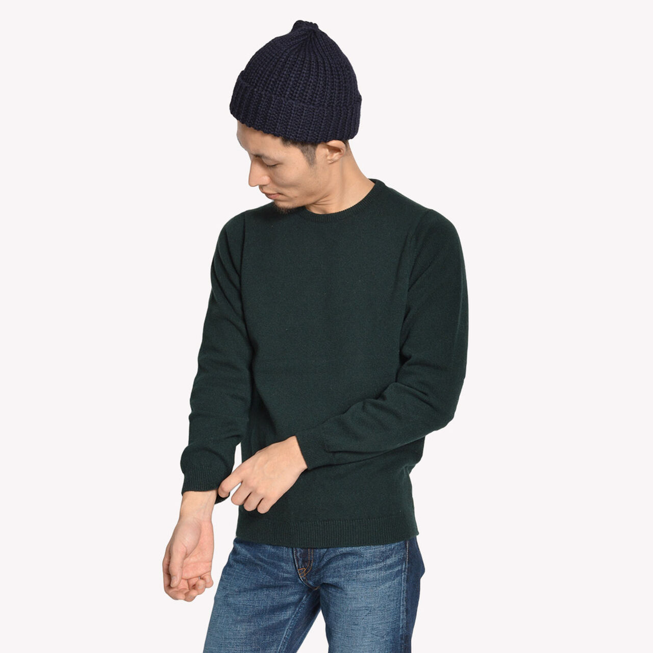 Lambswool crew neck knit,BlackBamboo, large image number 0