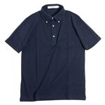 Premium cotton button-down polo shirt/short sleeves,Navy, swatch