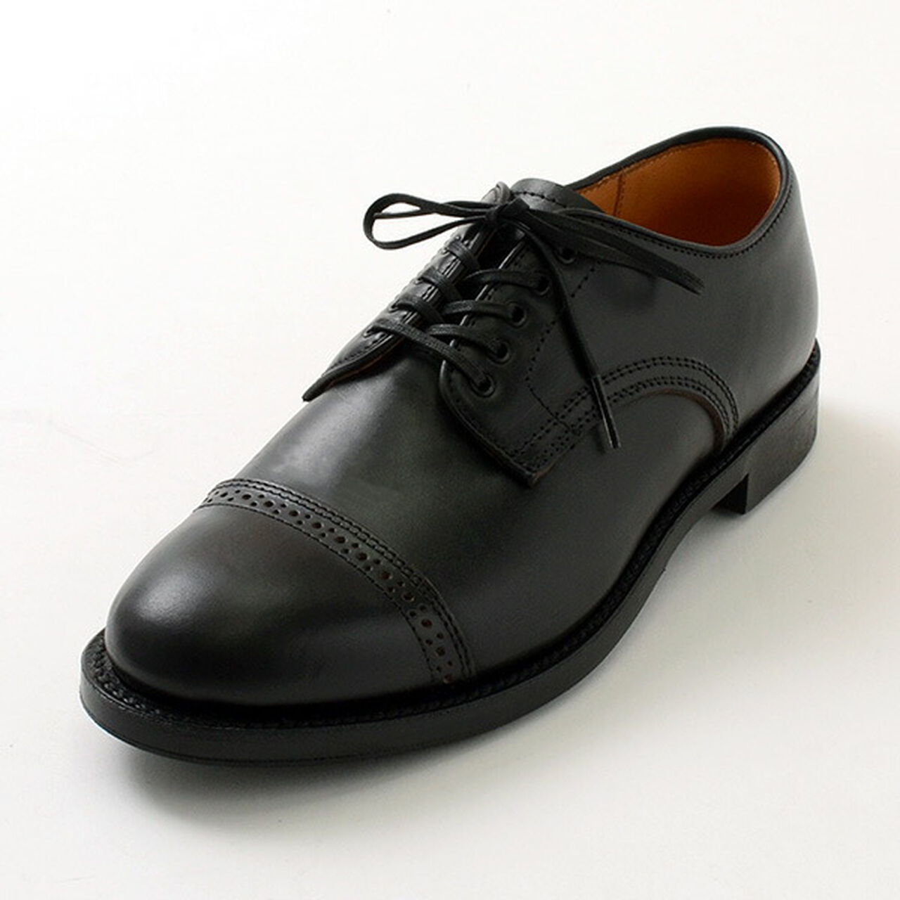 Punched Cap Toe Derby Shoes,Black, large image number 0