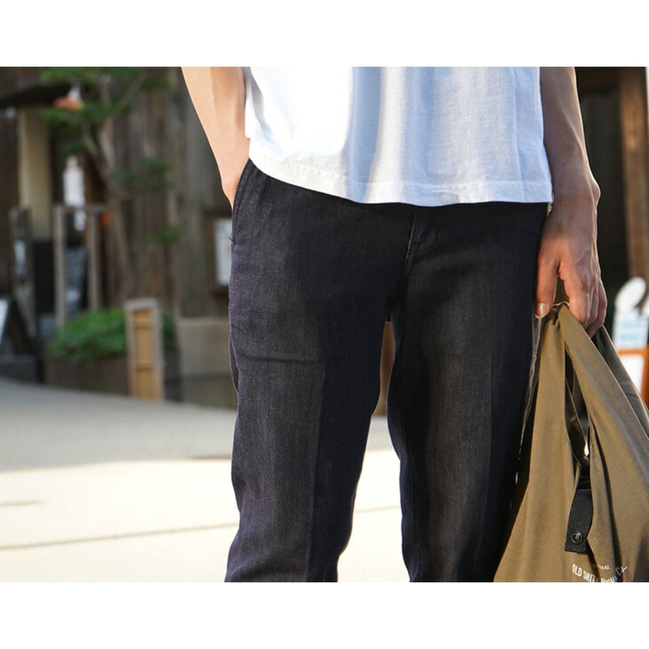 Shin Denim Slim Tapered French Work Trousers,, large image number 4