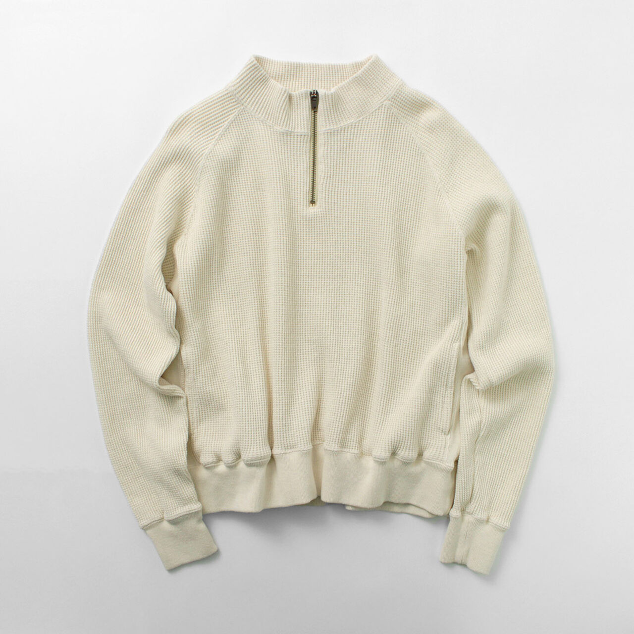 Open-Ended Waffle Half-Zip Pullover,, large image number 0
